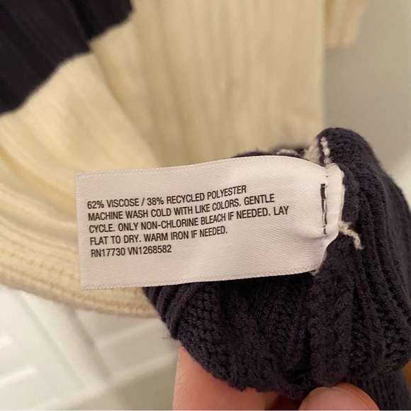 Women's Long Sleeve Oversized Rugby Mini Sweater Dress, Navy Stripe XXL NEW - Picture 8 of 10